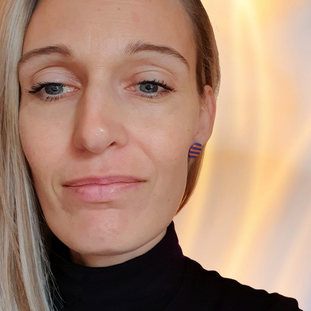 Stribede Dutter M - Blå og orange