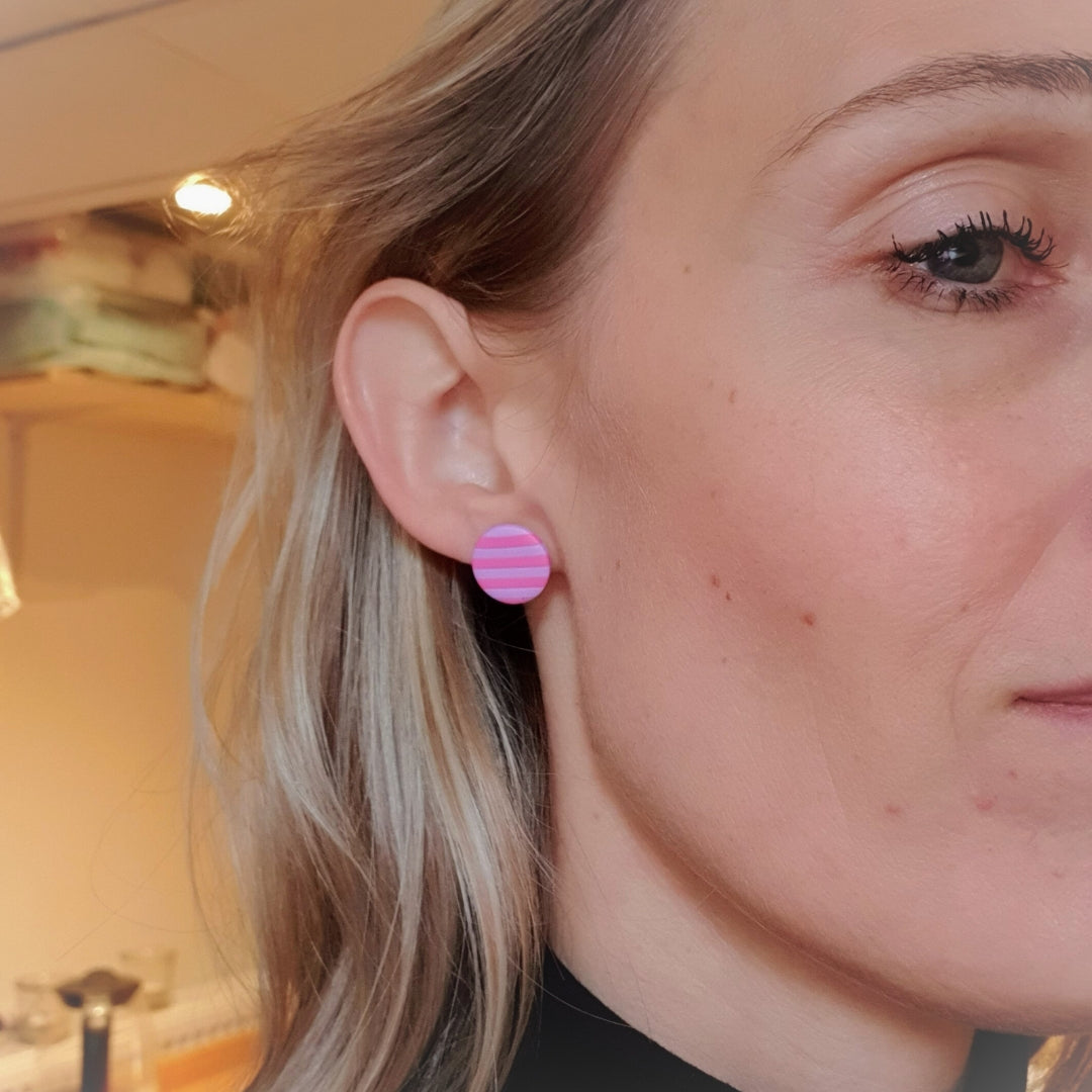 Stribede Dutter M - Barbiepink og lilla