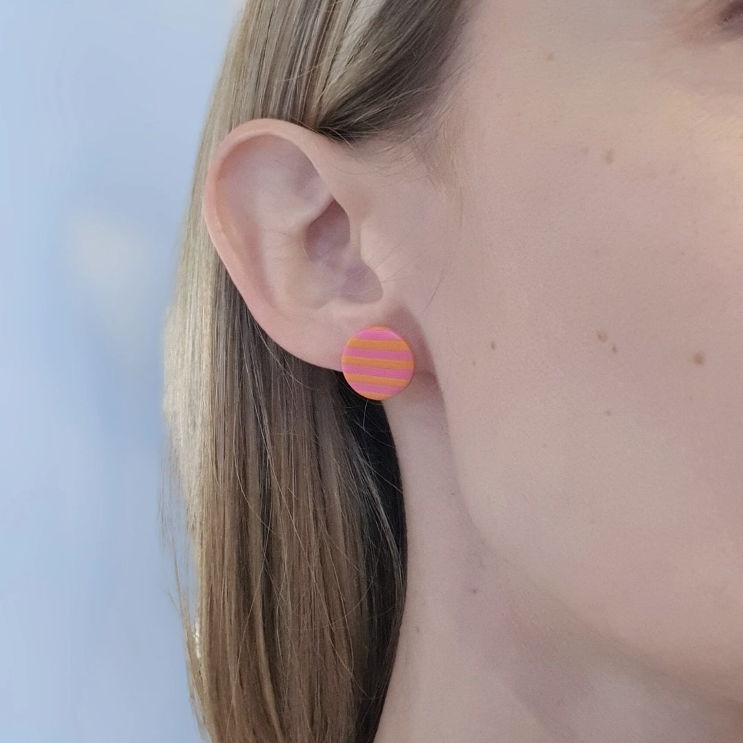 Stribede Dutter M - Orange og barbiepink