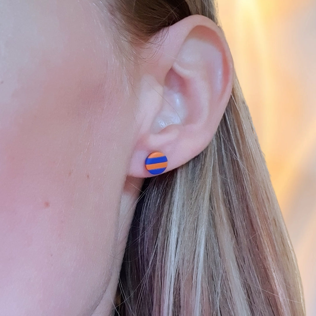 Stribede Dutter S - Blå og orange