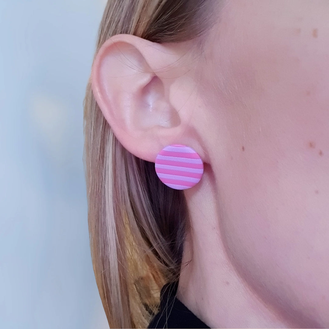 Stribede Dutter L- Barbiepink og lilla