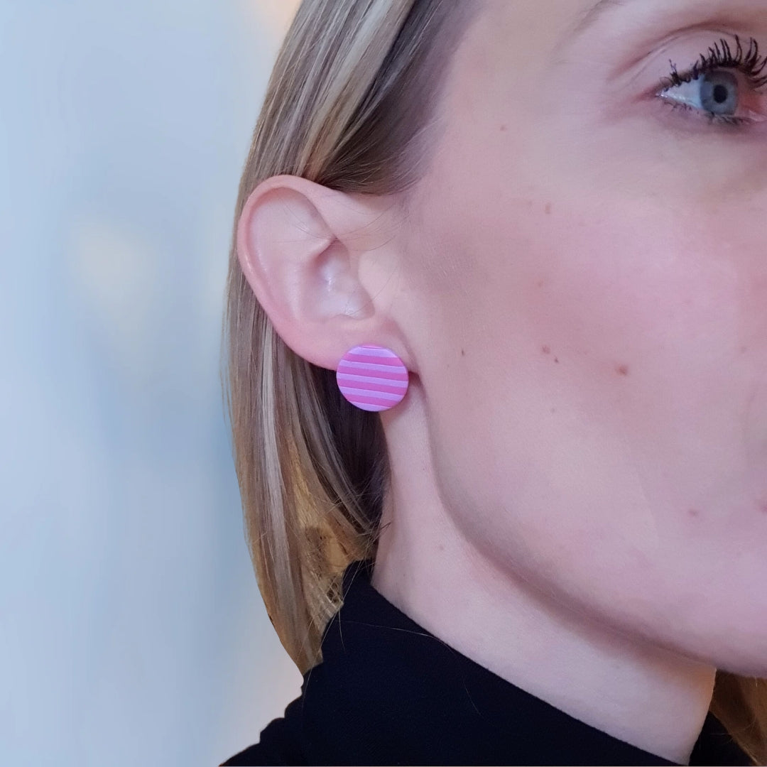 Stribede Dutter L- Barbiepink og lilla