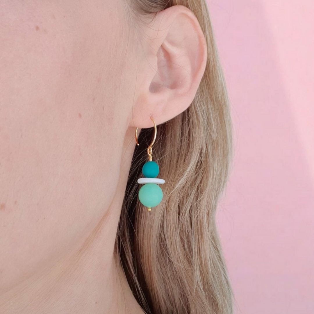 To Perler med Skive - Grøn og hvid