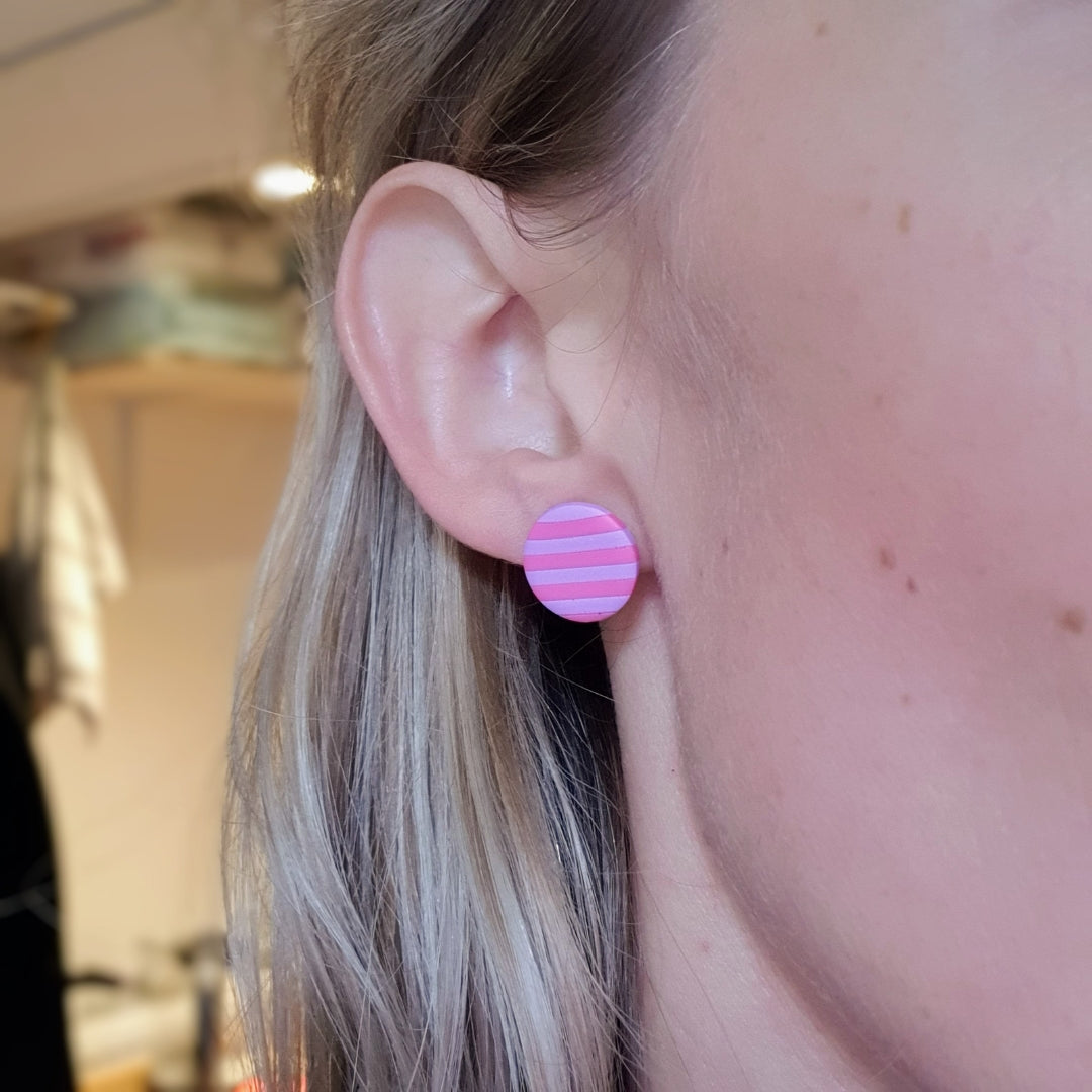 Stribede Dutter M - Barbiepink og lilla