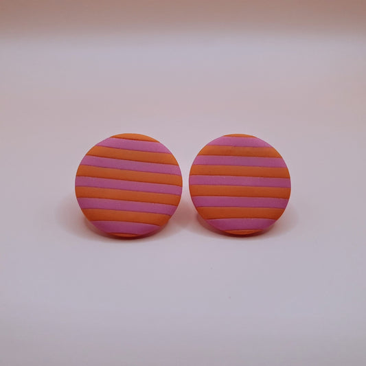 Stribede Dutter L- Orange og barbiepink